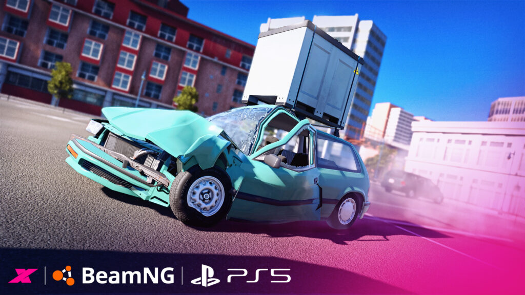 Coche dañado de BeamNG.drive con identificación de PS5.