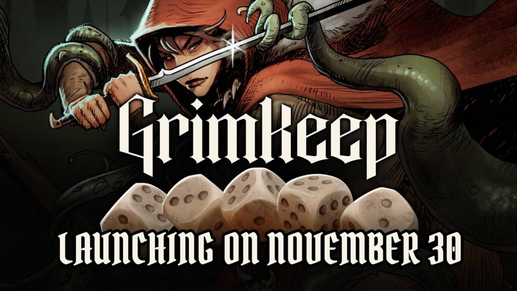 Imagen promocional de GrimKeep con el anuncio de su fecha de lanzamiento.