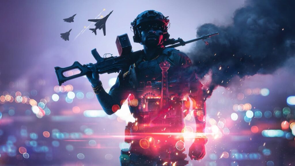 Imagen promocional de Battlefield 6 con Las Vegas como escenario de la temporada 5.