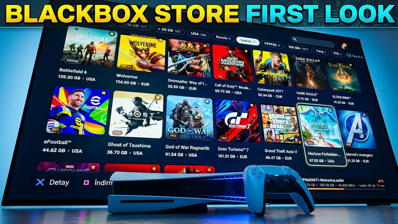 Vista de la aplicación BlackBox para PS5 en el vídeo oficial First Look