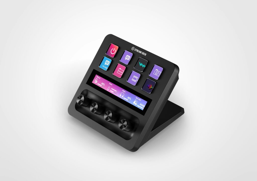 Elgato Stream Deck+ negro con teclas LCD, banda táctil y cuatro diales