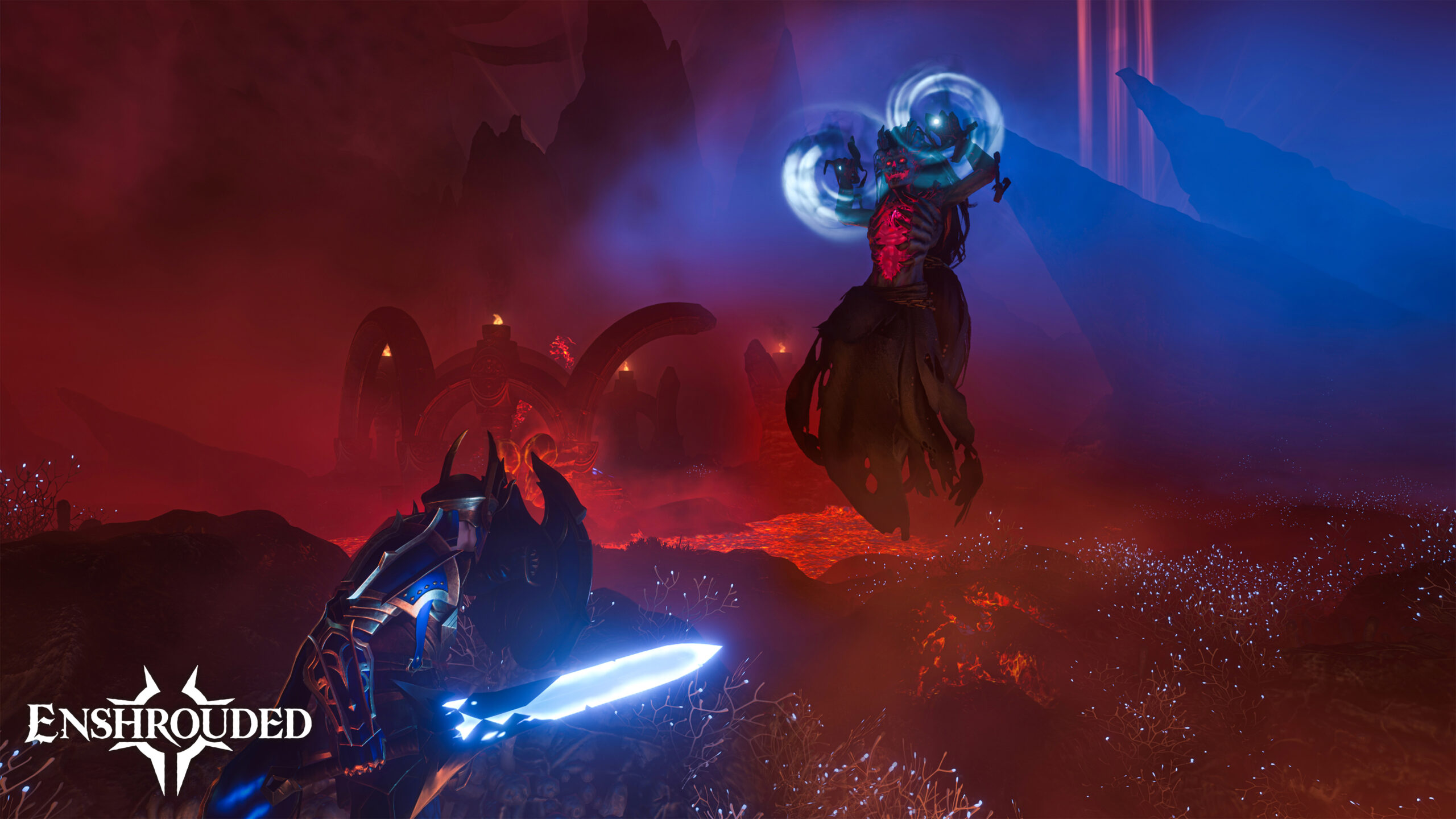Escena del mundo de Embervale en una captura oficial de Enshrouded 1.0