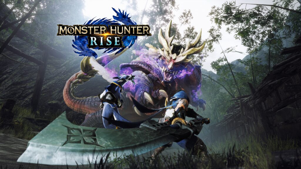 Cazadores de Monster Hunter Rise se enfrentan a un Magnamalo en una ilustración promocional
