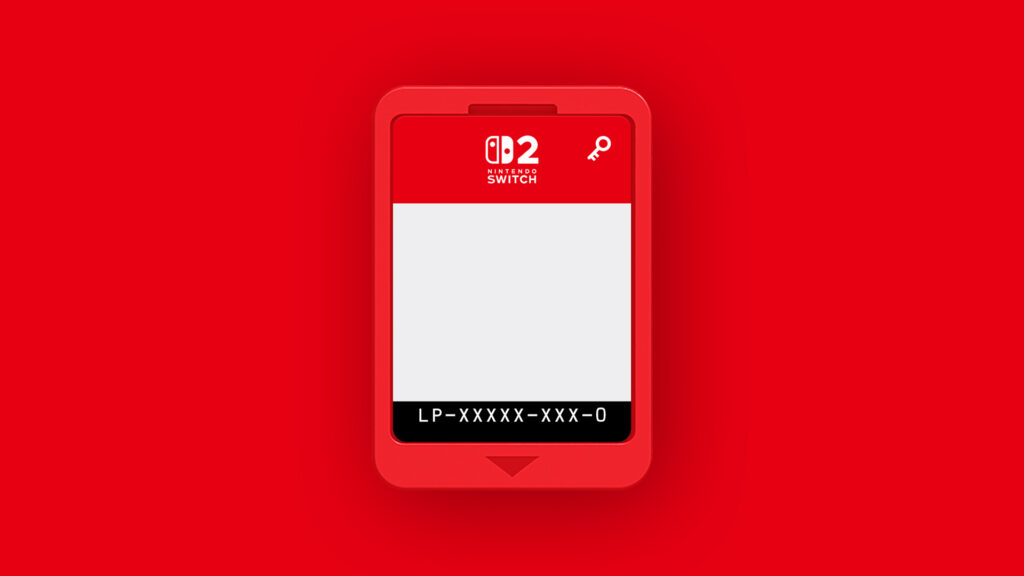 Ilustración oficial de una tarjeta llave de juego de Nintendo Switch 2, con el icono de llave en la esquina superior derecha