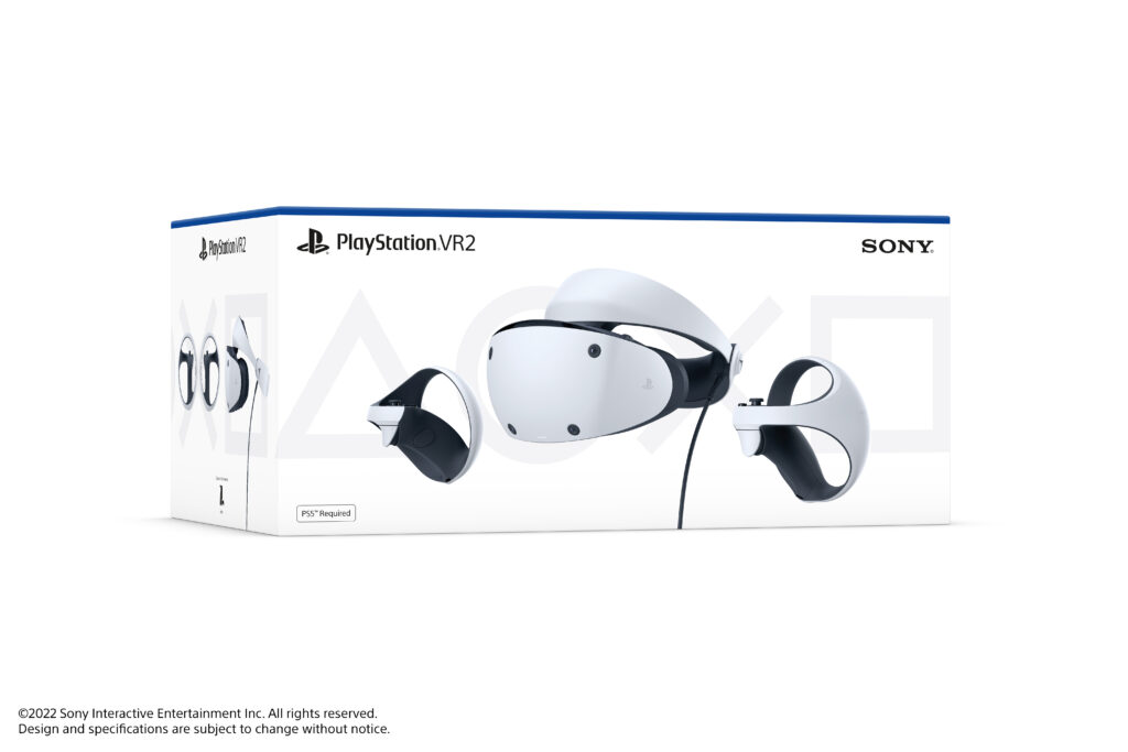 Auriculares PlayStation VR2 blancos con mandos Sense, fotografía oficial de Sony
