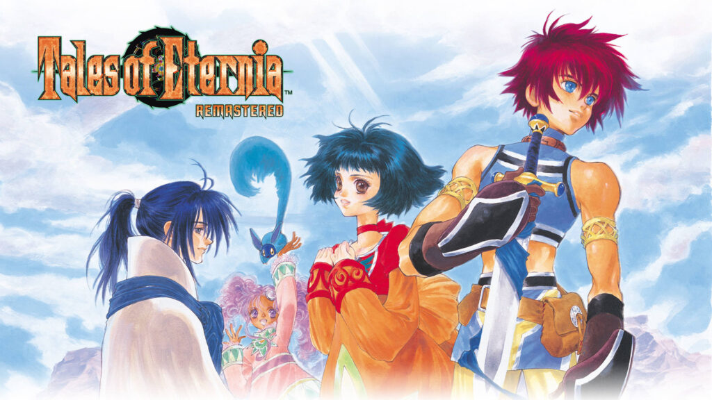 Tales of Eternia Remastered: arte oficial de portada con Reid, Farah, Meredy y Quickie