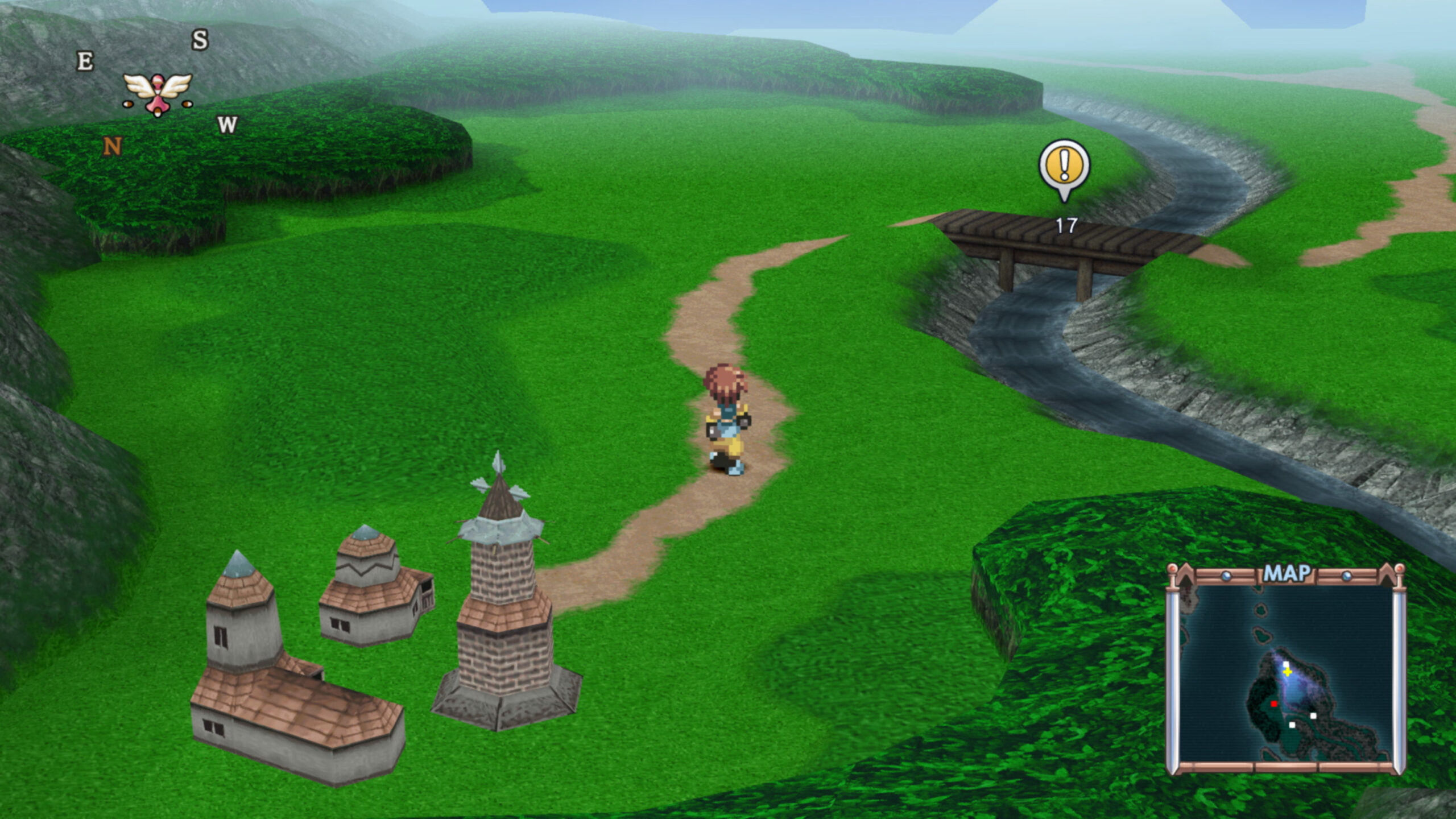 Captura oficial de Tales of Eternia Remastered con el mapa y la interfaz de navegación